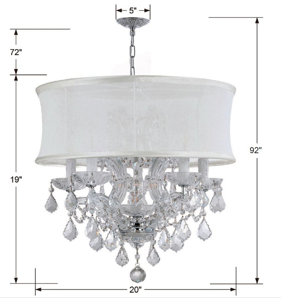 Brentwood 6 Light Crystal Polished Chrome Drum Shade Chandelier Chandelier Crystorama