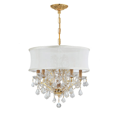 Brentwood 6 Light Swarovski Strass Crystal Gold Drum Shade Chandelier Chandelier Crystorama