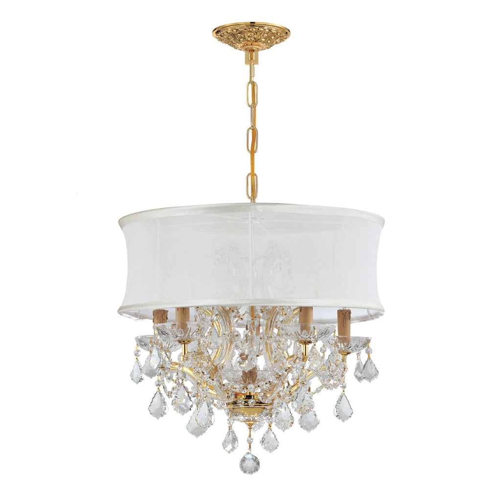 Brentwood 6 Light Swarovski Strass Crystal Gold Drum Shade Chandelier Chandelier Crystorama