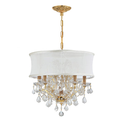 Brentwood 6 Light Swarovski Strass Crystal Gold Drum Shade Chandelier Chandelier Crystorama