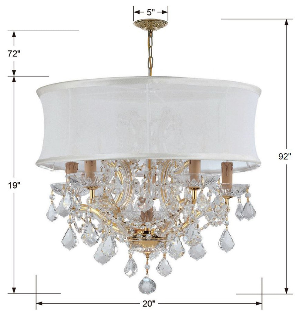 Brentwood 6 Light Crystal Gold Drum Shade Chandelier Chandelier Crystorama