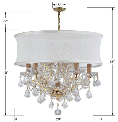 Brentwood 6 Light Crystal Gold Drum Shade Chandelier Chandelier Crystorama