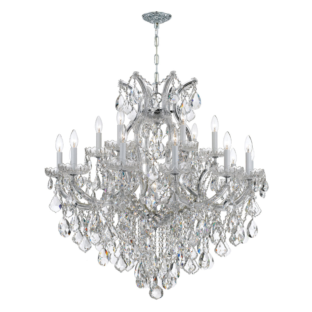 Maria Theresa 19 Light Clear Italian Crystal Polished Chrome Chandelier Chandelier Crystorama