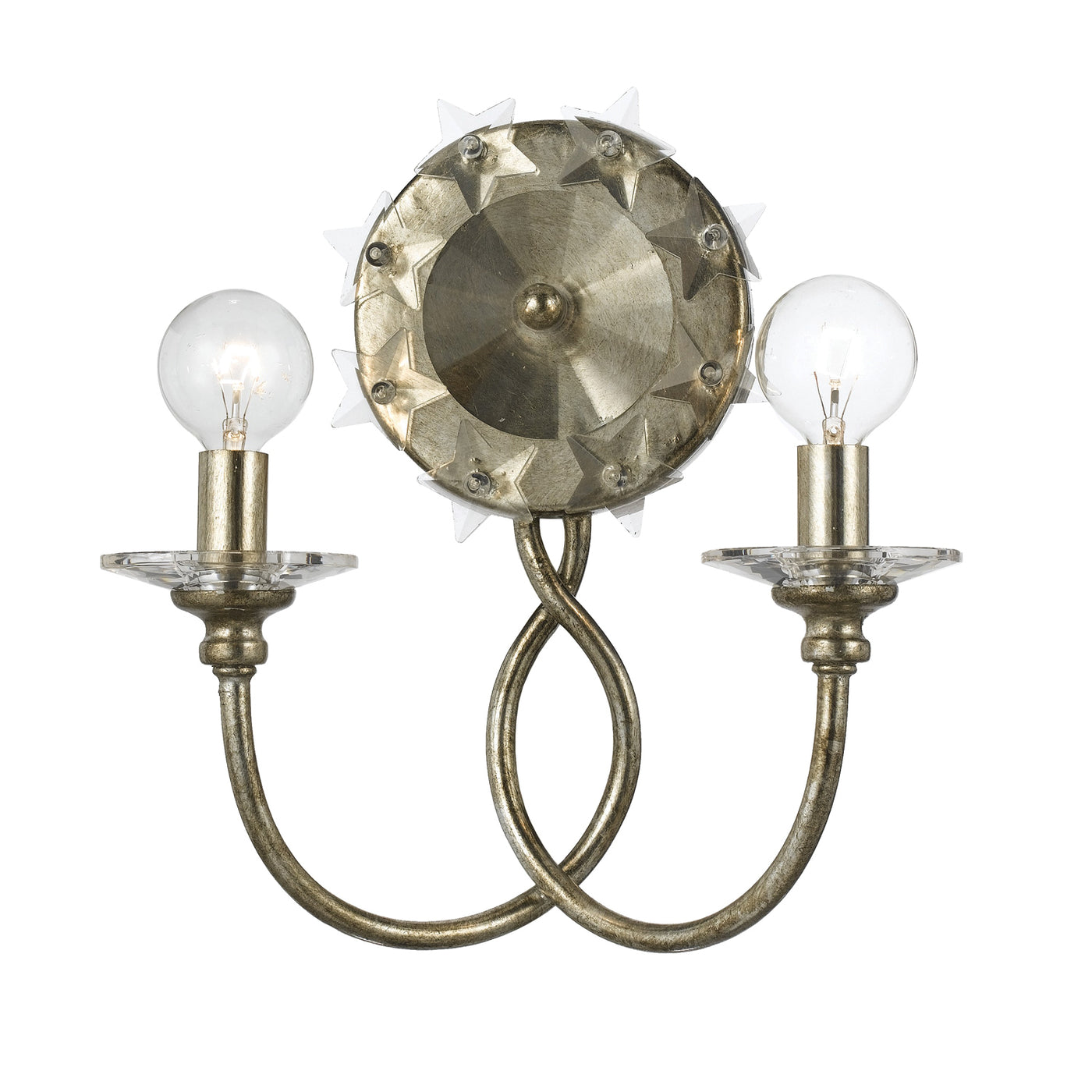 Willow 2 Light Antique Silver Sconce Wall Sconce Crystorama