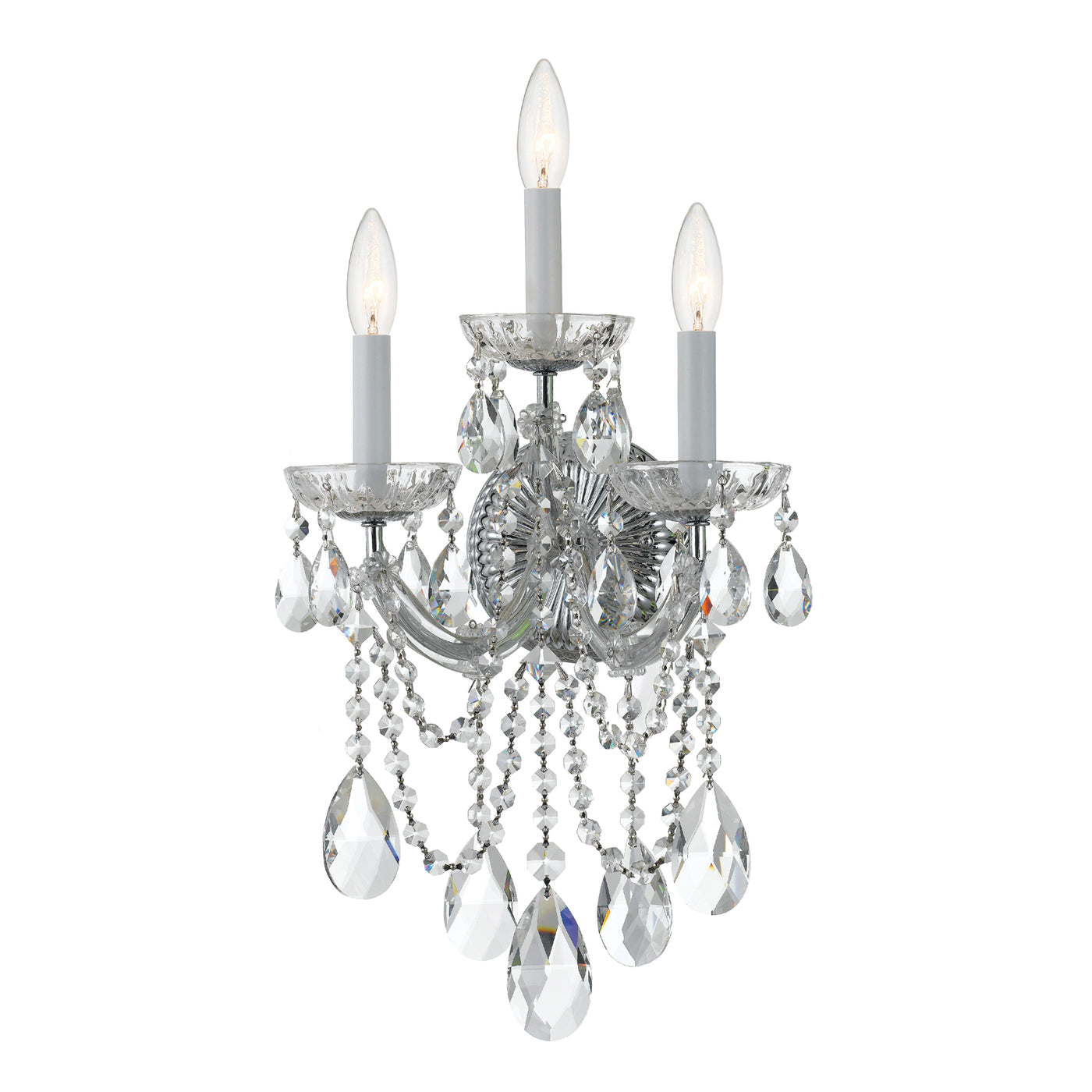 Maria Theresa 3 Light Hand Cut Crystal Polished Chrome Sconce Wall Sconce Crystorama