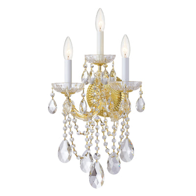 Maria Theresa 3 Light Hand Cut Crystal Gold Sconce Wall Sconce Crystorama