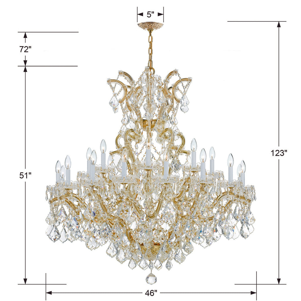 Maria Theresa 25 Light Hand Cut Crystal Gold Chandelier Chandelier Crystorama