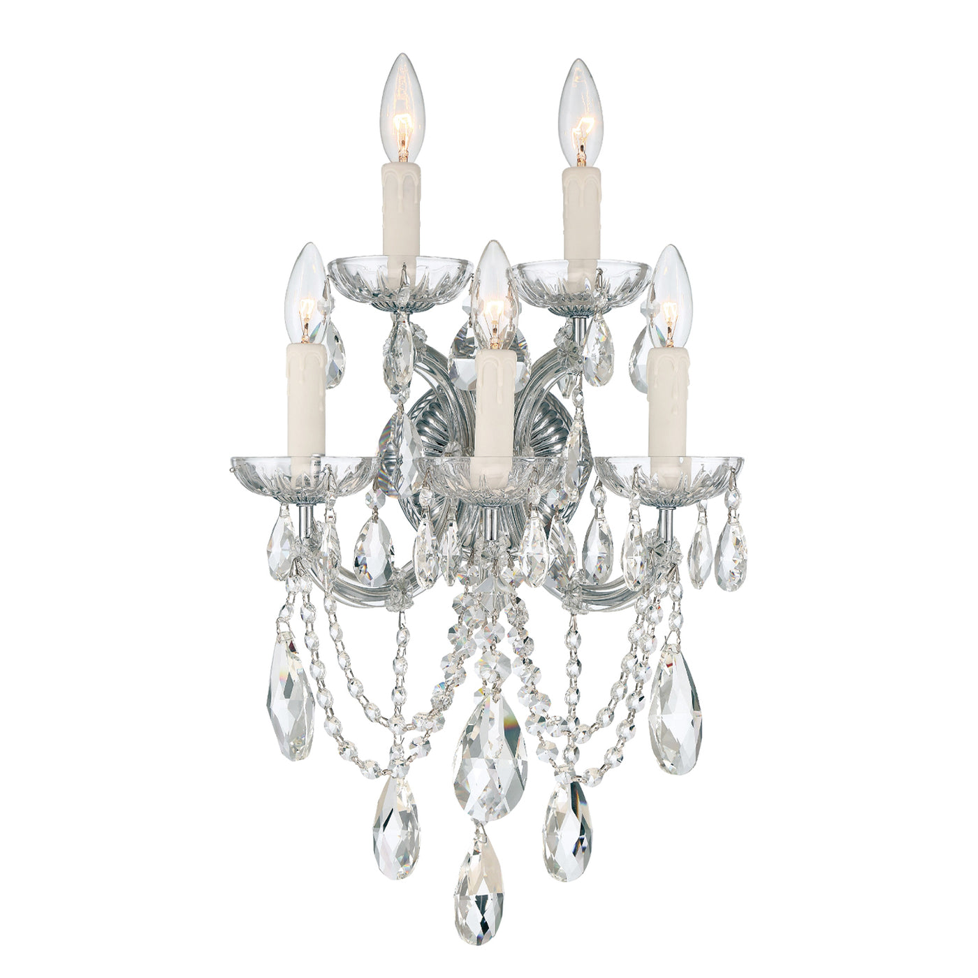 Maria Theresa 5 Light Spectra Crystal Polished Chrome Sconce Wall Sconce Crystorama