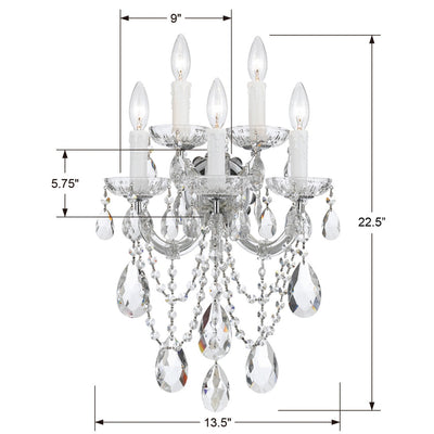 Maria Theresa 5 Light Spectra Crystal Polished Chrome Sconce Wall Sconce Crystorama