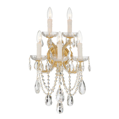 Maria Theresa 5 Light Hand Cut Crystal Gold Sconce Wall Sconce Crystorama