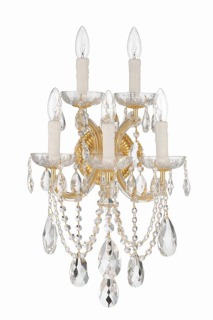 Maria Theresa 5 Light Hand Cut Crystal Gold Sconce Wall Sconce Crystorama