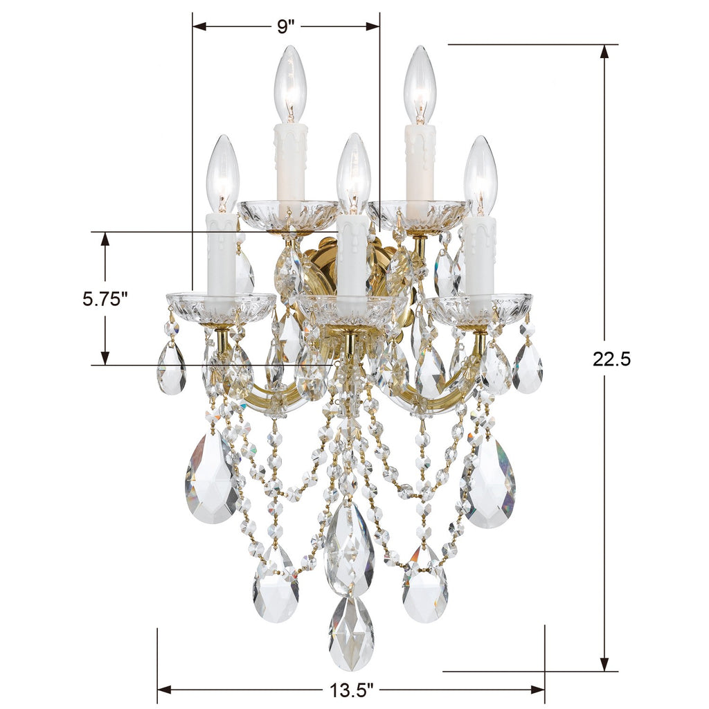 Maria Theresa 5 Light Spectra Crystal Gold Sconce Wall Sconce Crystorama