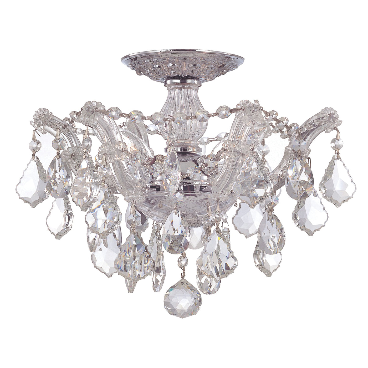 Maria Theresa 3 Light Hand Cut Crystal Polished Chrome Semi Flush Mount Semi Flush Crystorama