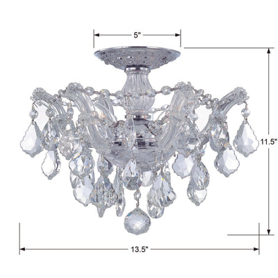 Maria Theresa 3 Light Hand Cut Crystal Polished Chrome Semi Flush Mount Semi Flush Crystorama