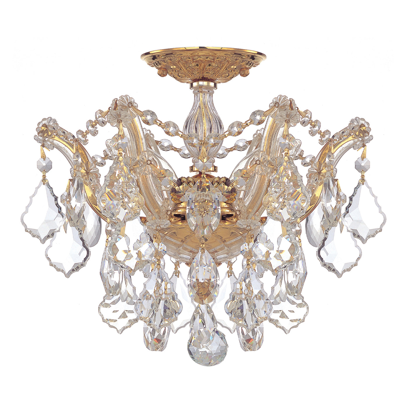 Maria Theresa 3 Light Hand Cut Crystal Gold Semi Flush Mount Semi Flush Crystorama