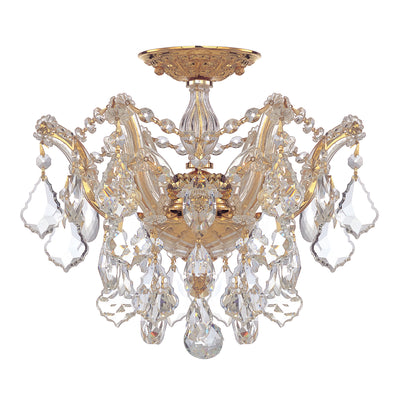 Maria Theresa 3 Light Hand Cut Crystal Gold Semi Flush Mount Semi Flush Crystorama