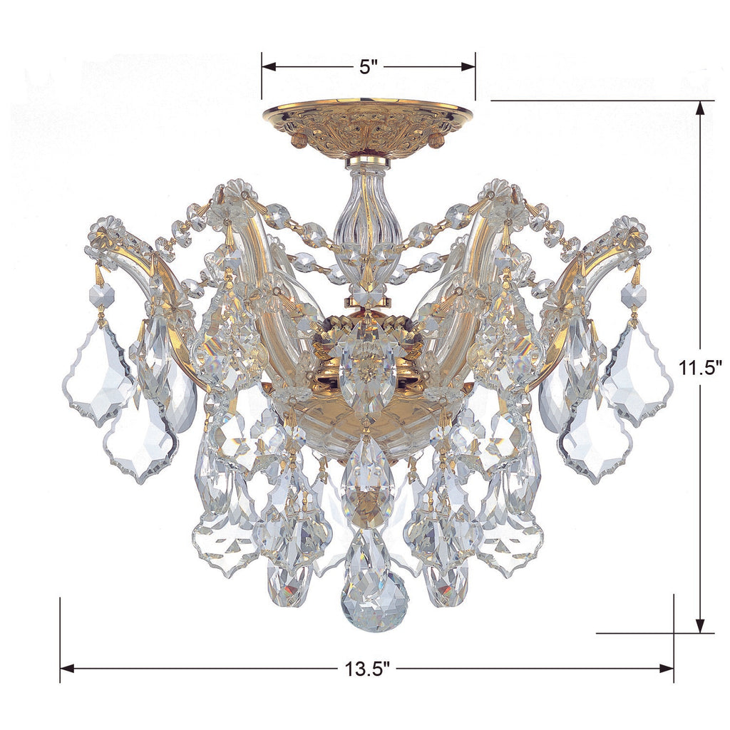 Maria Theresa 3 Light Hand Cut Crystal Gold Semi Flush Mount Semi Flush Crystorama