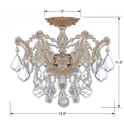 Maria Theresa 3 Light Hand Cut Crystal Gold Semi Flush Mount Semi Flush Crystorama