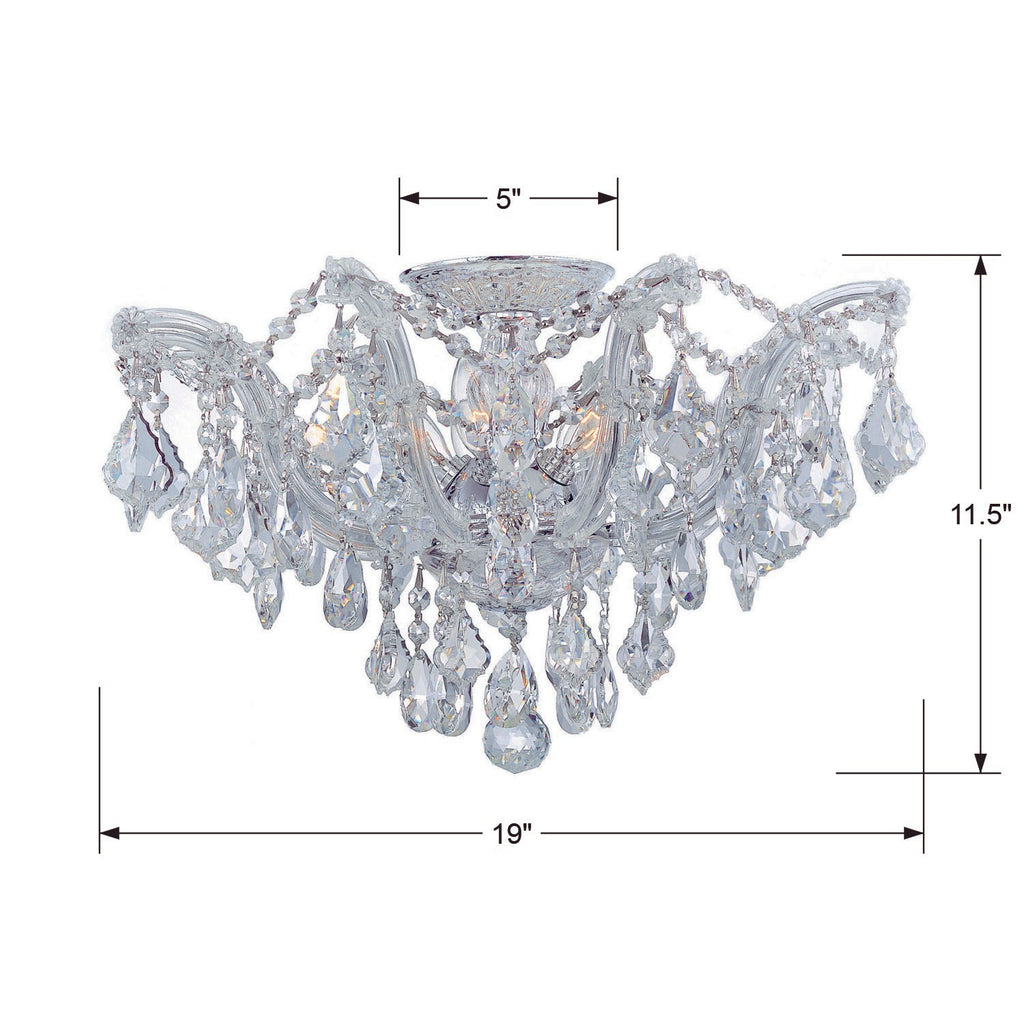 Maria Theresa 5 Light Hand Cut Crystal Polished Chrome Semi Flush Mount Semi Flush Crystorama