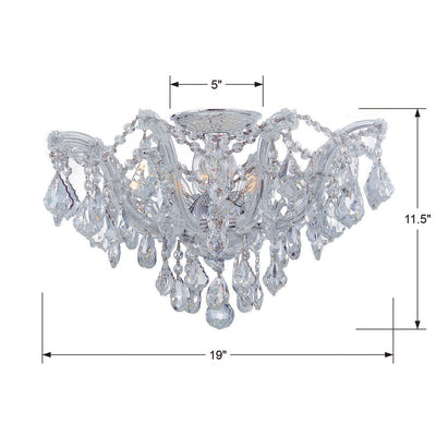 Maria Theresa 5 Light Hand Cut Crystal Polished Chrome Semi Flush Mount Semi Flush Crystorama