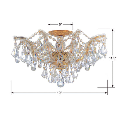 Maria Theresa 5 Light Hand Cut Crystal Gold Semi Flush Mount Semi Flush Crystorama