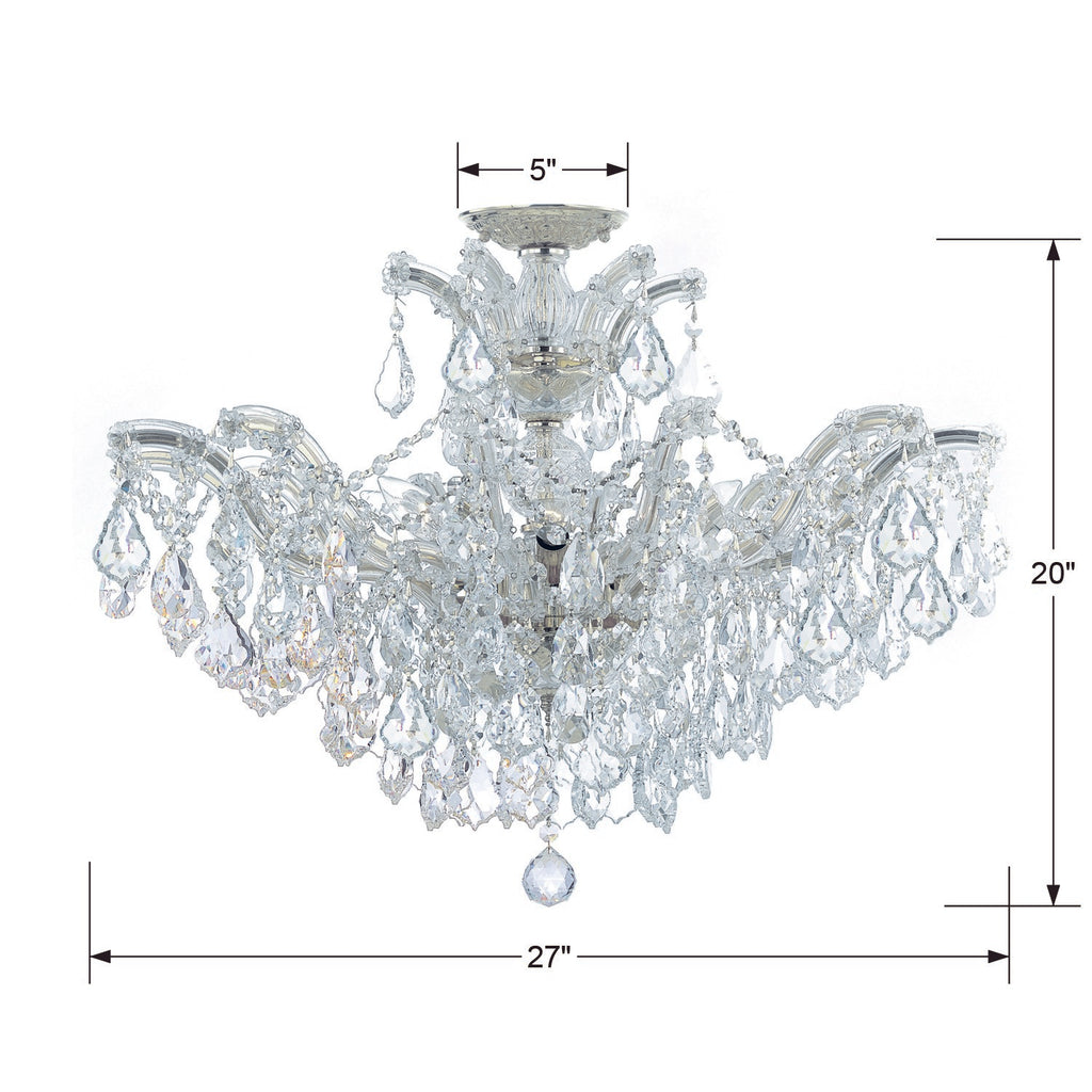 Maria Theresa 6 Light Hand Cut Crystal Polished Chrome Semi Flush Mount Semi Flush Crystorama