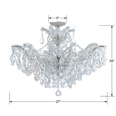 Maria Theresa 6 Light Hand Cut Crystal Polished Chrome Semi Flush Mount Semi Flush Crystorama