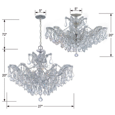 Maria Theresa 6 Light Spectra Crystal Polished Chrome Semi Flush Mount Semi Flush Crystorama