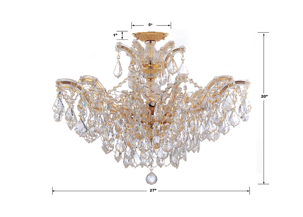 Maria Theresa 6 Light Hand Cut Crystal Gold Semi Flush Mount Semi Flush Crystorama