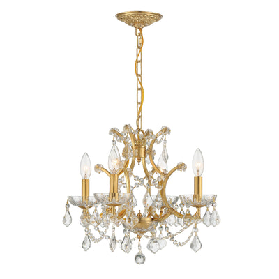 Filmore 4 Light Hand Cut Crystal Antique Gold Mini Chandelier Chandelier Crystorama