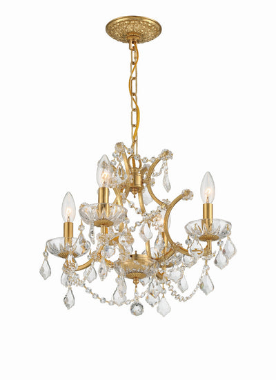 Filmore 4 Light Hand Cut Crystal Antique Gold Mini Chandelier Chandelier Crystorama