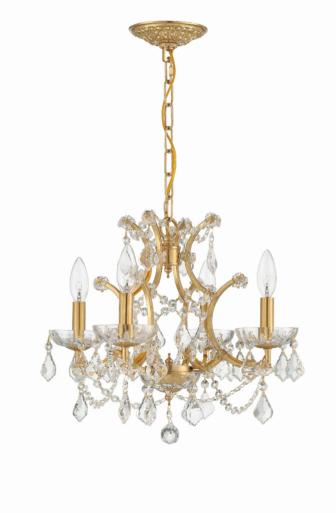 Filmore 4 Light Hand Cut Crystal Antique Gold Mini Chandelier Chandelier Crystorama