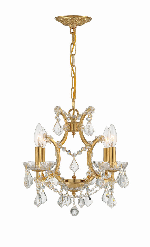 Filmore 4 Light Hand Cut Crystal Antique Gold Mini Chandelier Chandelier Crystorama