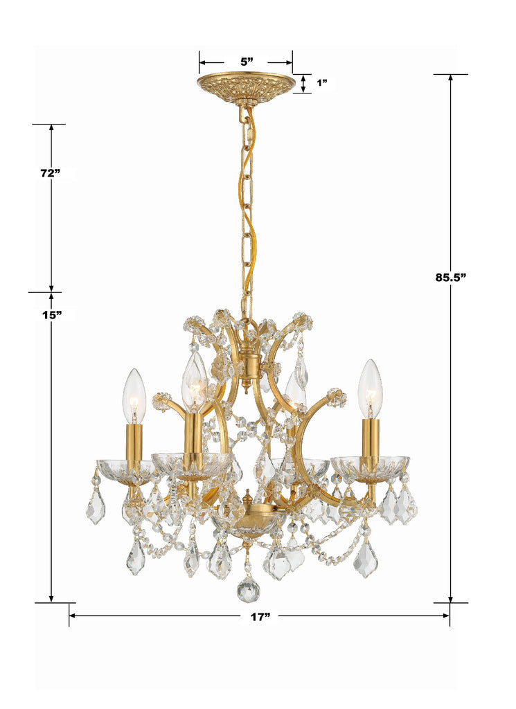 Filmore 4 Light Hand Cut Crystal Antique Gold Mini Chandelier Chandelier Crystorama