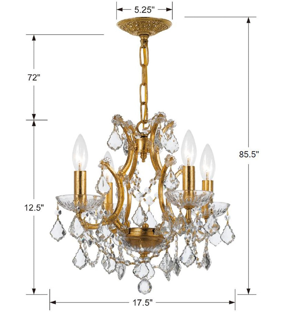 Filmore 4 Light Spectra Crystal Antique Gold Mini Chandelier Chandelier Crystorama