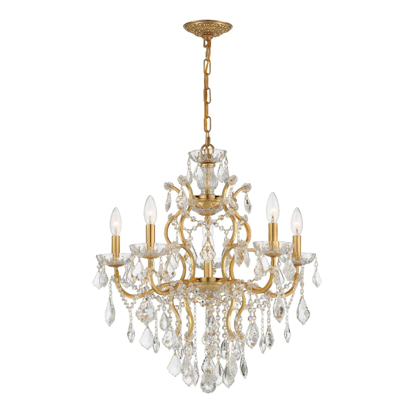 Filmore 6 Light Hand Cut Crystal Antique Gold Chandelier Chandelier Crystorama