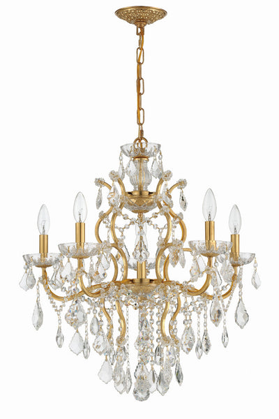 Filmore 6 Light Hand Cut Crystal Antique Gold Chandelier Chandelier Crystorama