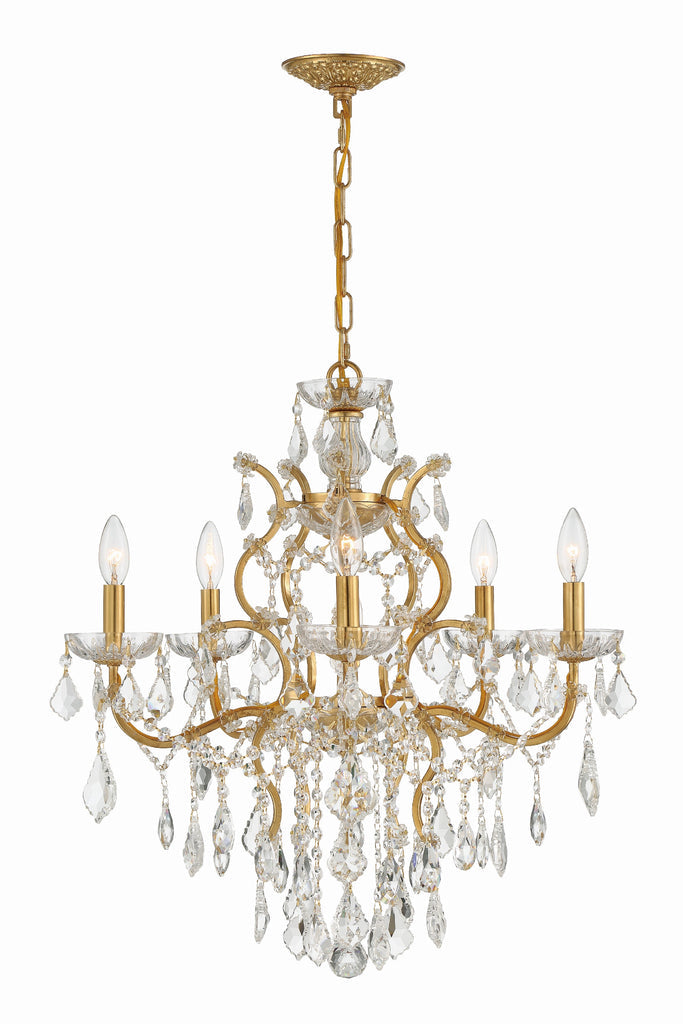 Filmore 6 Light Hand Cut Crystal Antique Gold Chandelier Chandelier Crystorama