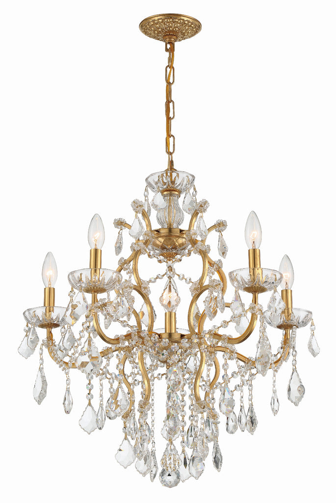 Filmore 6 Light Hand Cut Crystal Antique Gold Chandelier Chandelier Crystorama