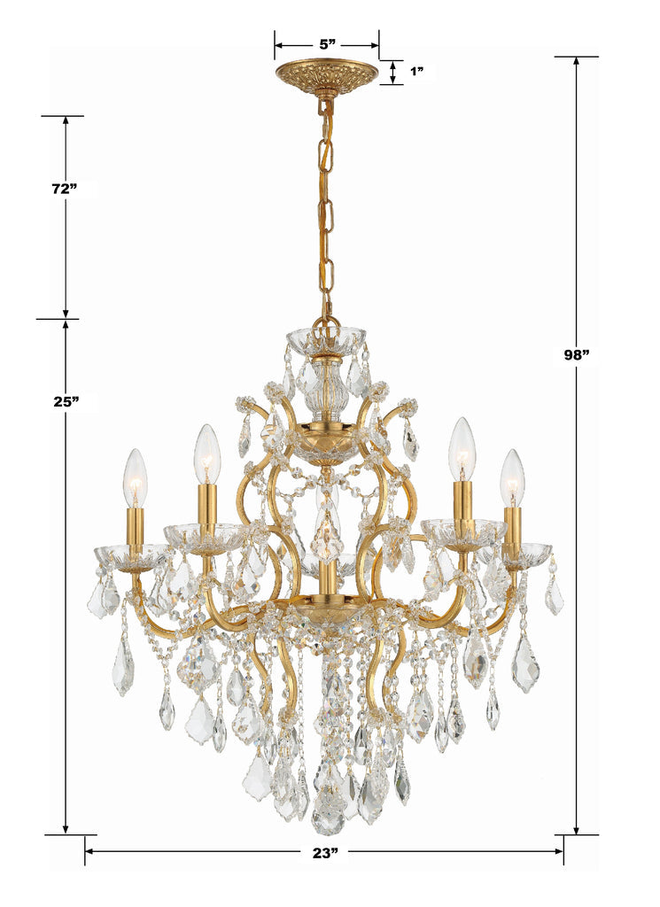 Filmore 6 Light Hand Cut Crystal Antique Gold Chandelier Chandelier Crystorama