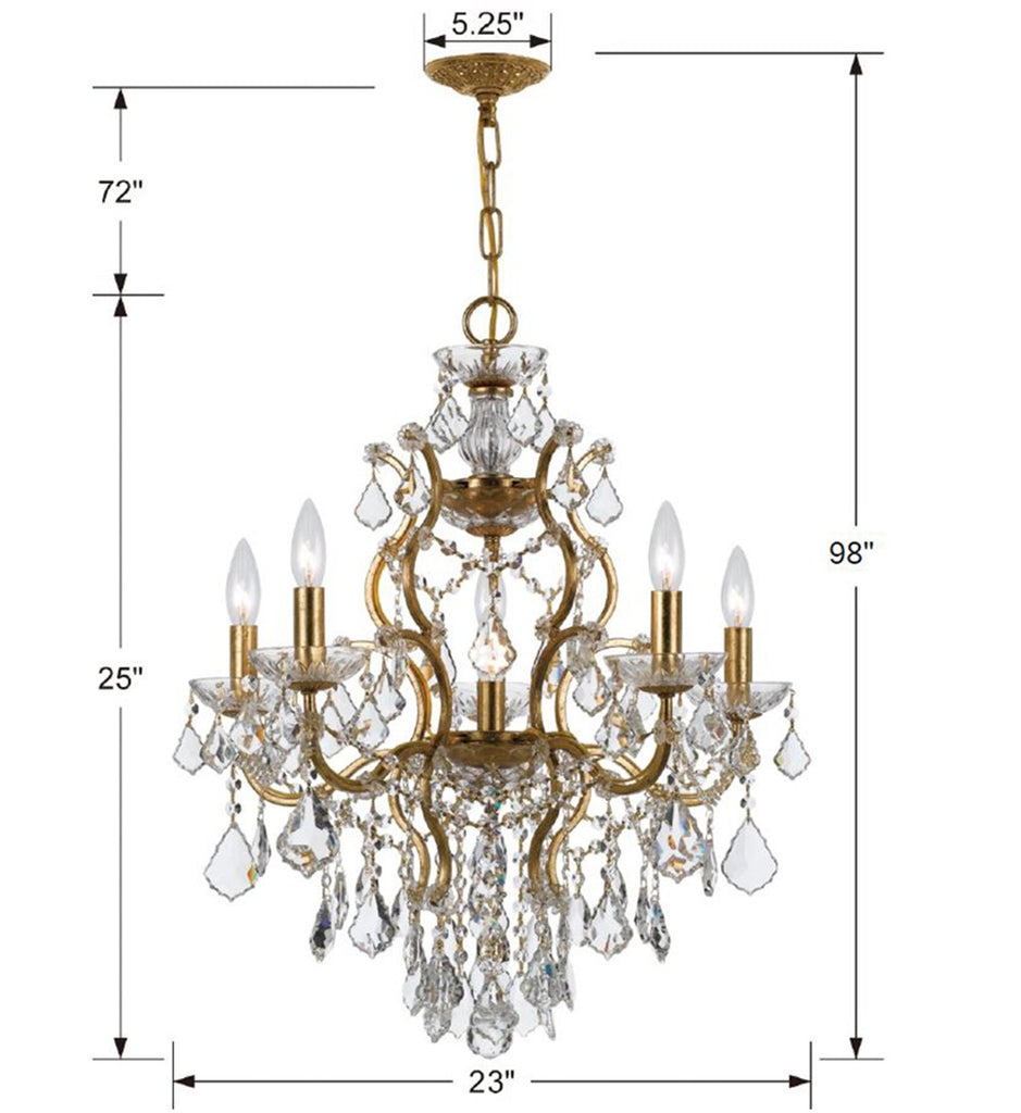 Filmore 6 Light Spectra Crystal Antique Gold Chandelier Chandelier Crystorama