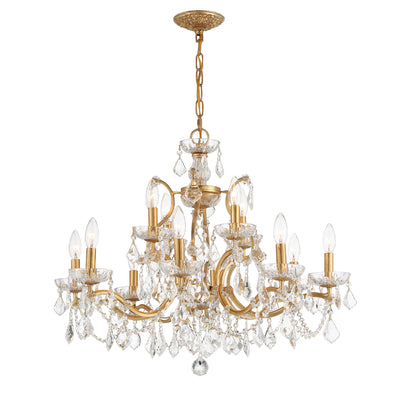 Filmore 12 Light Hand Cut Crystal Antique Gold Chandelier Chandelier Crystorama