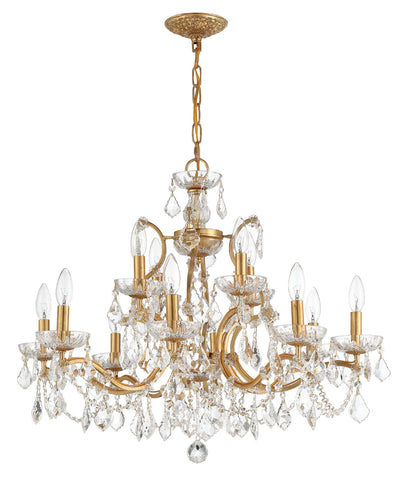 Filmore 12 Light Hand Cut Crystal Antique Gold Chandelier Chandelier Crystorama