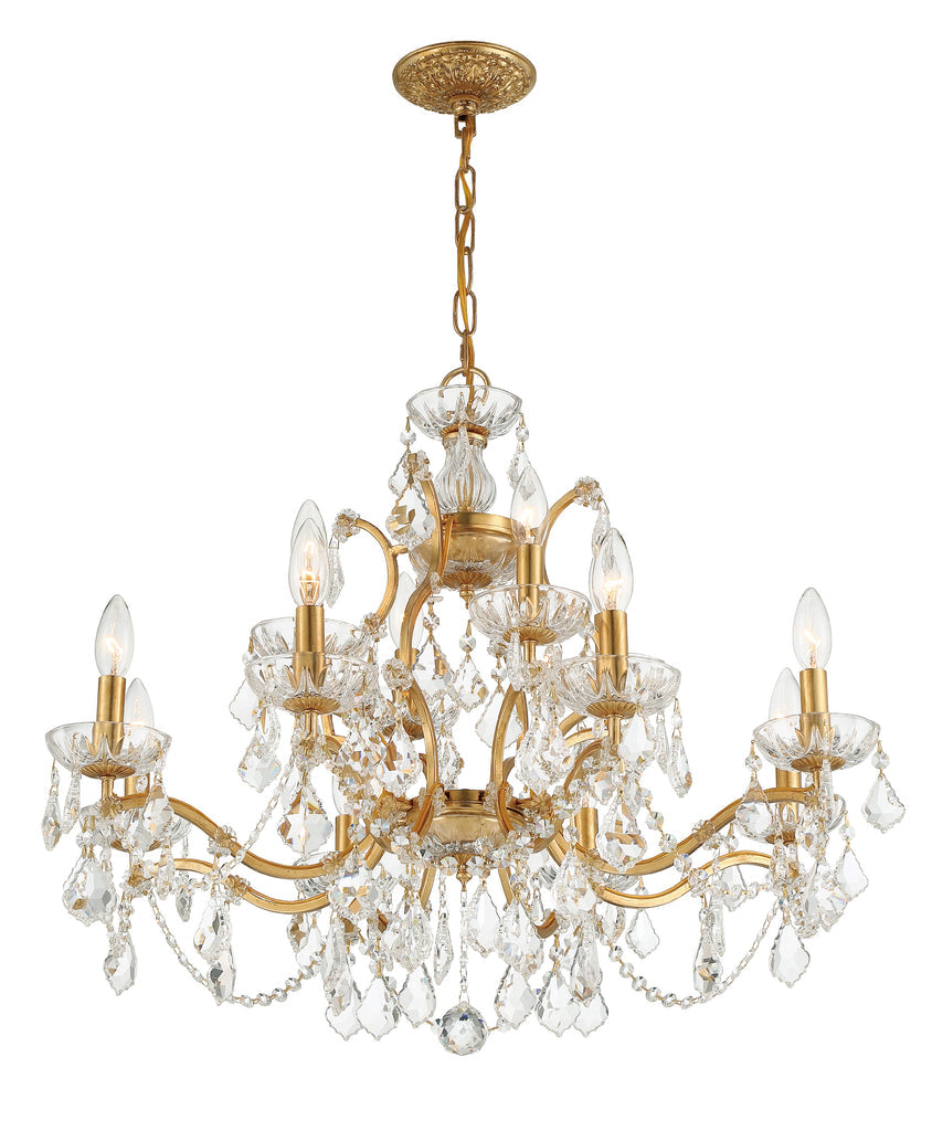 Filmore 12 Light Hand Cut Crystal Antique Gold Chandelier Chandelier Crystorama