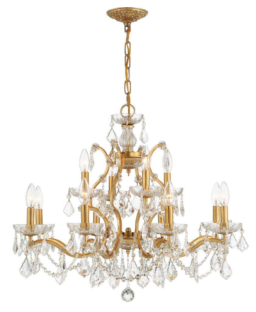 Filmore 12 Light Hand Cut Crystal Antique Gold Chandelier Chandelier Crystorama