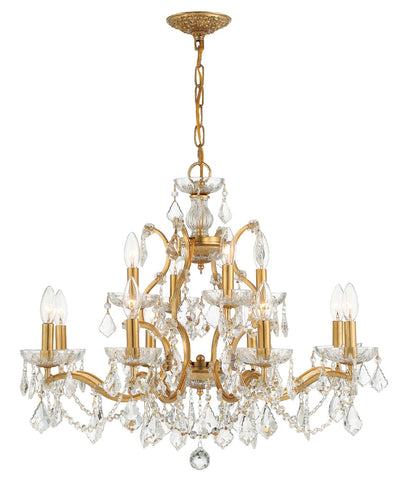 Filmore 12 Light Hand Cut Crystal Antique Gold Chandelier Chandelier Crystorama