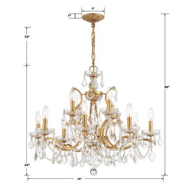 Filmore 12 Light Hand Cut Crystal Antique Gold Chandelier Chandelier Crystorama