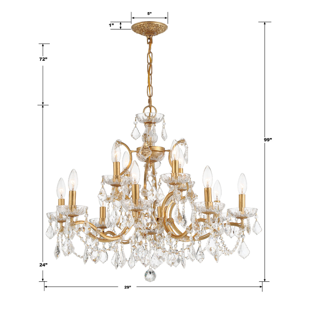 Filmore 12 Light Spectra Crystal Antique Gold Chandelier Chandelier Crystorama