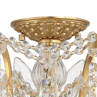 Filmore 5 Light Hand Cut Crystal Antique Gold Flush Mount Semi Flush Crystorama