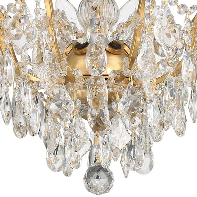 Filmore 5 Light Hand Cut Crystal Antique Gold Flush Mount Semi Flush Crystorama